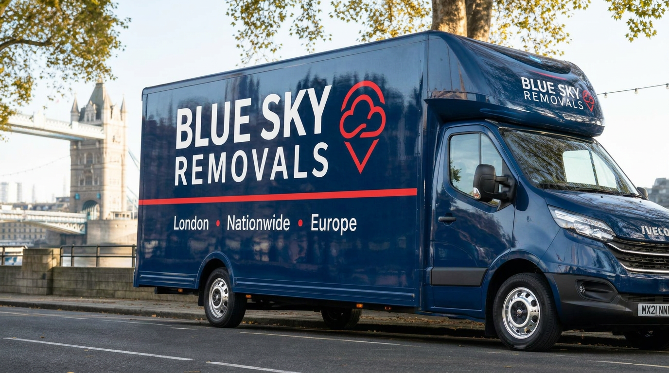 Blue Sky Removals branded van serving Hammersmith, London